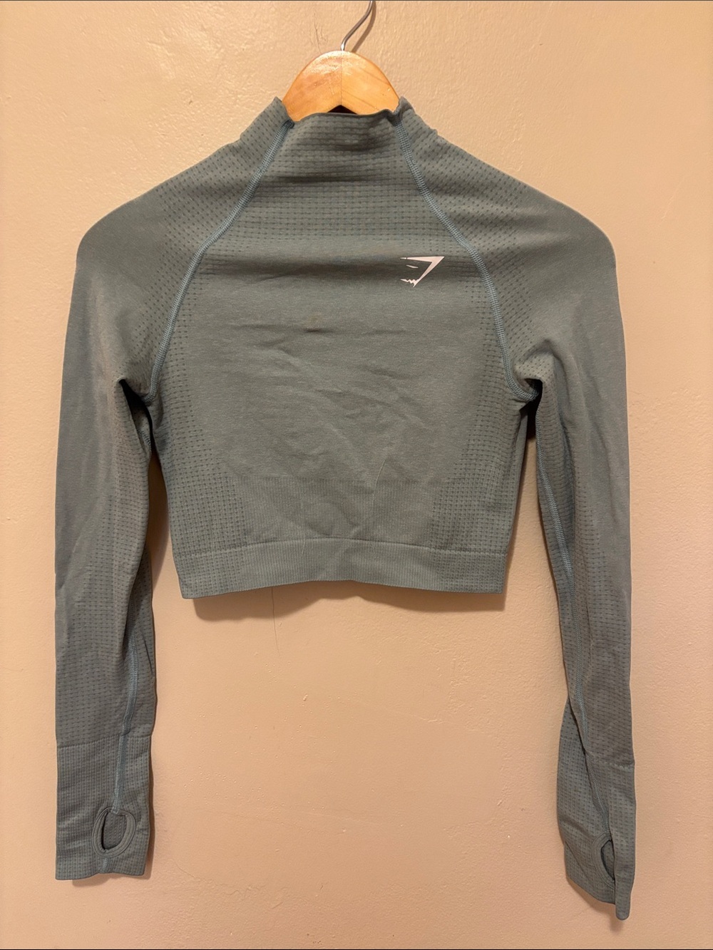 Gymshark Sage Green Seamless Crop Long-Sleeve Top